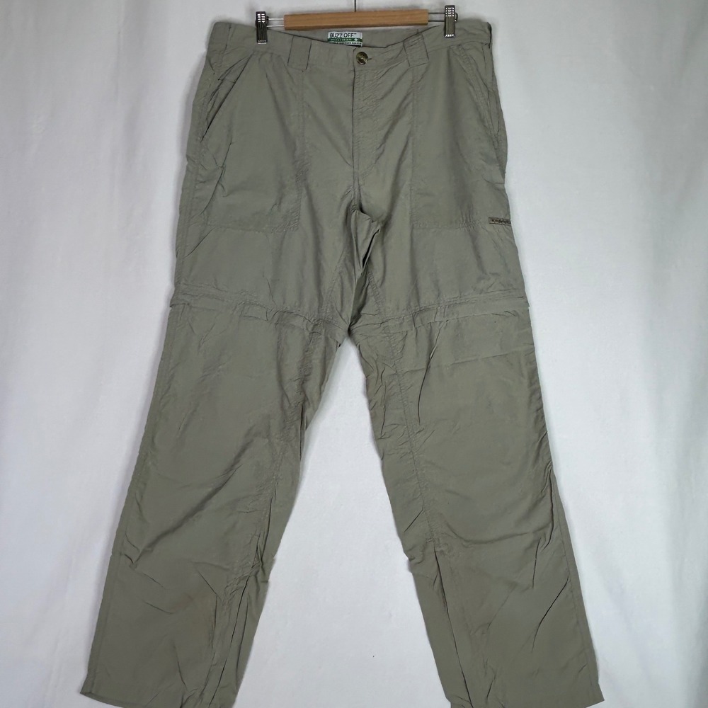 EXOFFICIO Buzz Off Insect Shield Convertible Pants Khaki Zip Off‎ Legs Size L